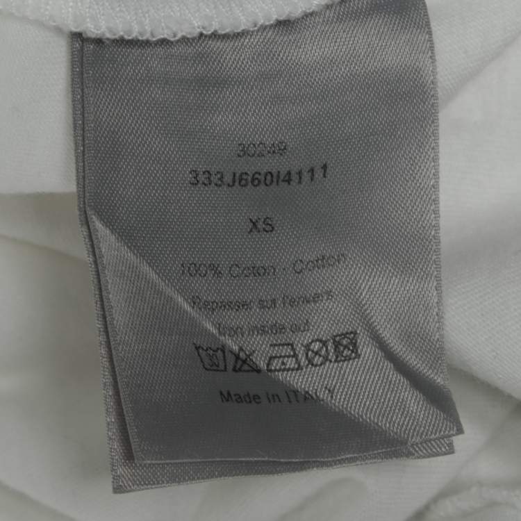 Pre Owned Dior Homme White Printed Cotton Short Sleeve Round Neck T-Shirt XS