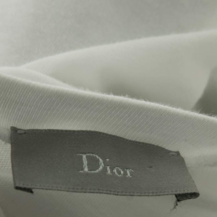 Pre Owned Dior Homme White Printed Cotton Short Sleeve Round Neck T-Shirt XS