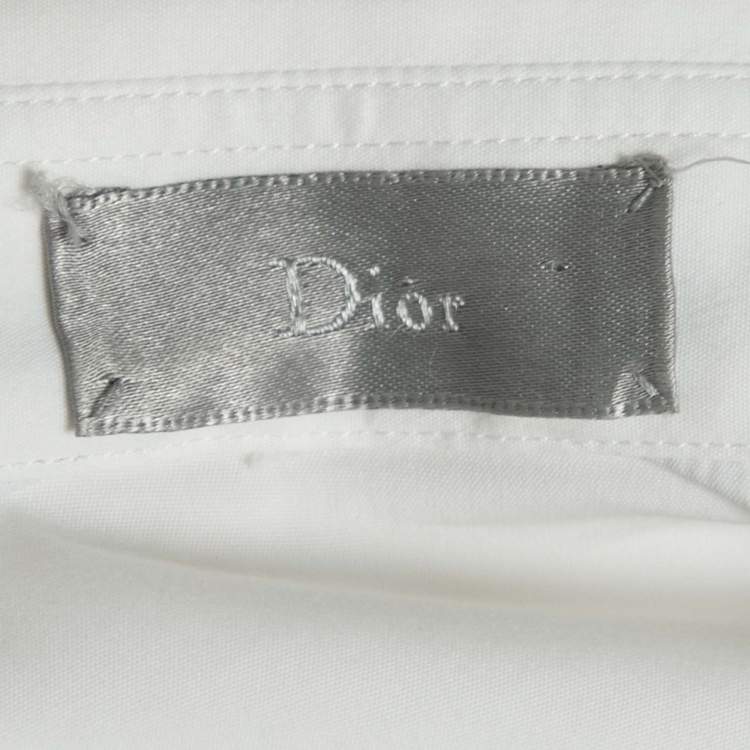Pre Owned Dior White Cotton Stripe Trimmed Button Front Shirt S