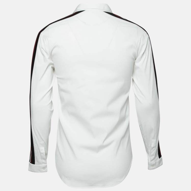 Pre Owned Dior White Cotton Stripe Trimmed Button Front Shirt S