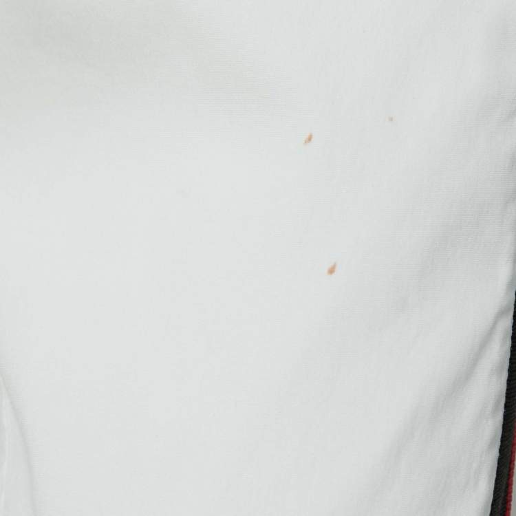 Pre Owned Dior White Cotton Stripe Trimmed Button Front Shirt S