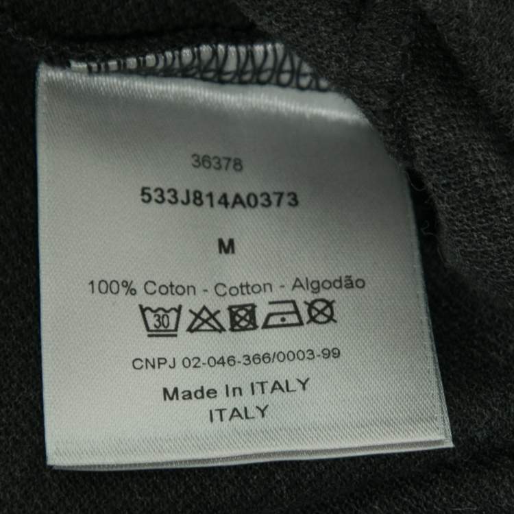 Pre Owned Dior Grey Cotton Pique Contrast Collar Detail Polo T-Shirt M