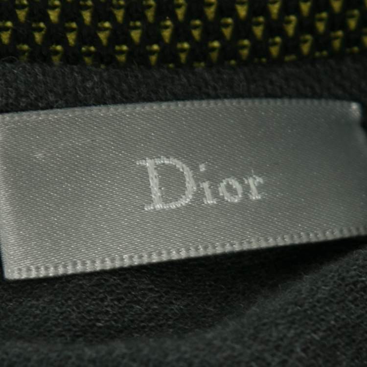 Pre Owned Dior Grey Cotton Pique Contrast Collar Detail Polo T-Shirt M