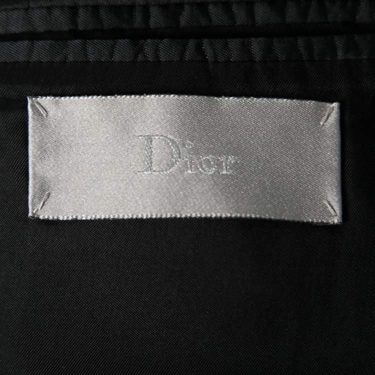 Pre Owned Dior Black Wool Side Striped Panel Blazer L