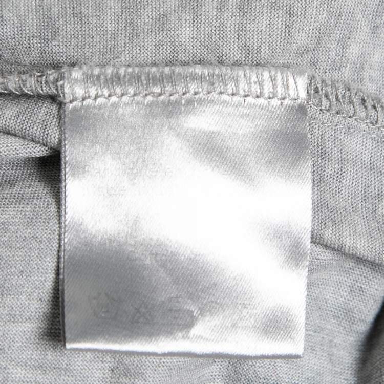 Pre Owned Dior Grey Cotton V-Neck Short Sleeve T-Shirt S
