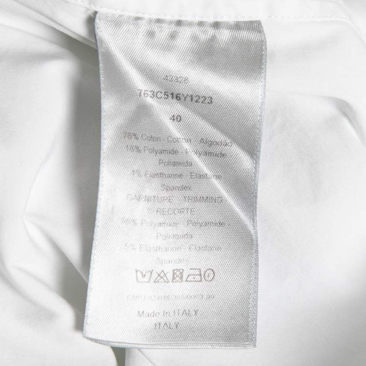 Pre Owned Dior White Cotton Stripe Trimmed Button Front Shirt M