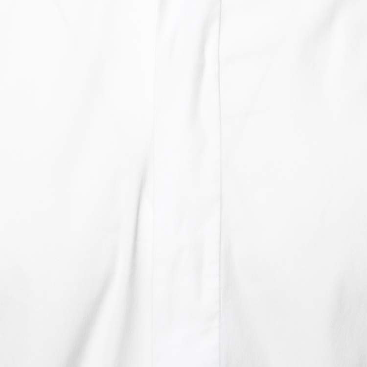 Pre Owned Dior White Cotton Stripe Trimmed Button Front Shirt M
