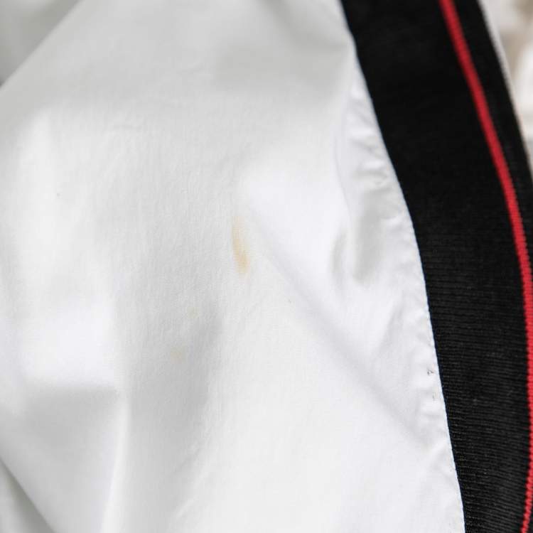 Pre Owned Dior White Cotton Stripe Trimmed Button Front Shirt M
