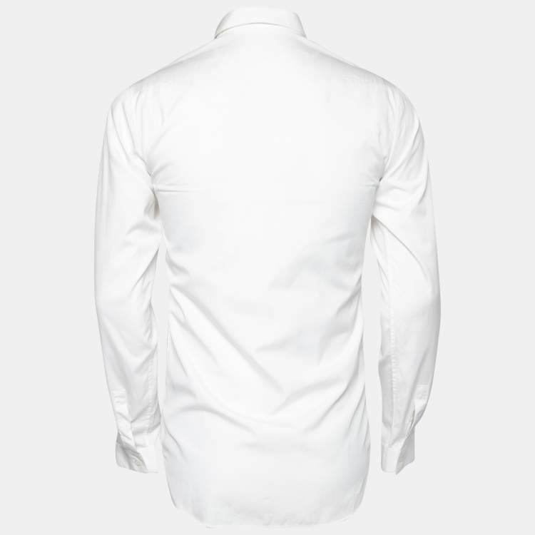 Pre Owned Dior White Contrast Trimmed Cotton Button Front Shirt S
