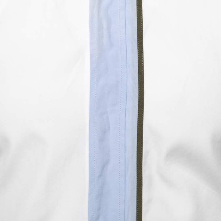 Pre Owned Dior White Contrast Trimmed Cotton Button Front Shirt S
