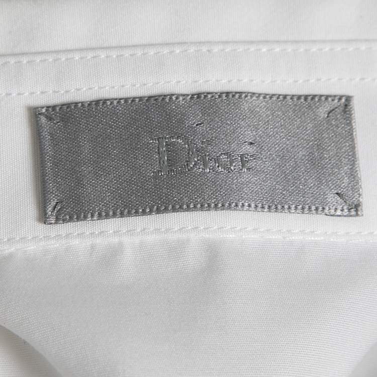 Pre Owned Dior White Contrast Trimmed Cotton Button Front Shirt S