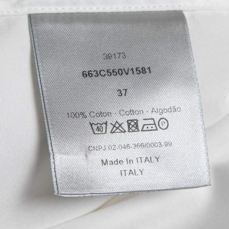 Pre Owned Dior White Contrast Trimmed Cotton Button Front Shirt S