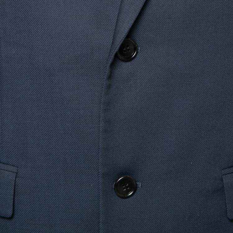 Pre Owned Dior Navy Blue Wool & Cotton Single Breasted Blazer M