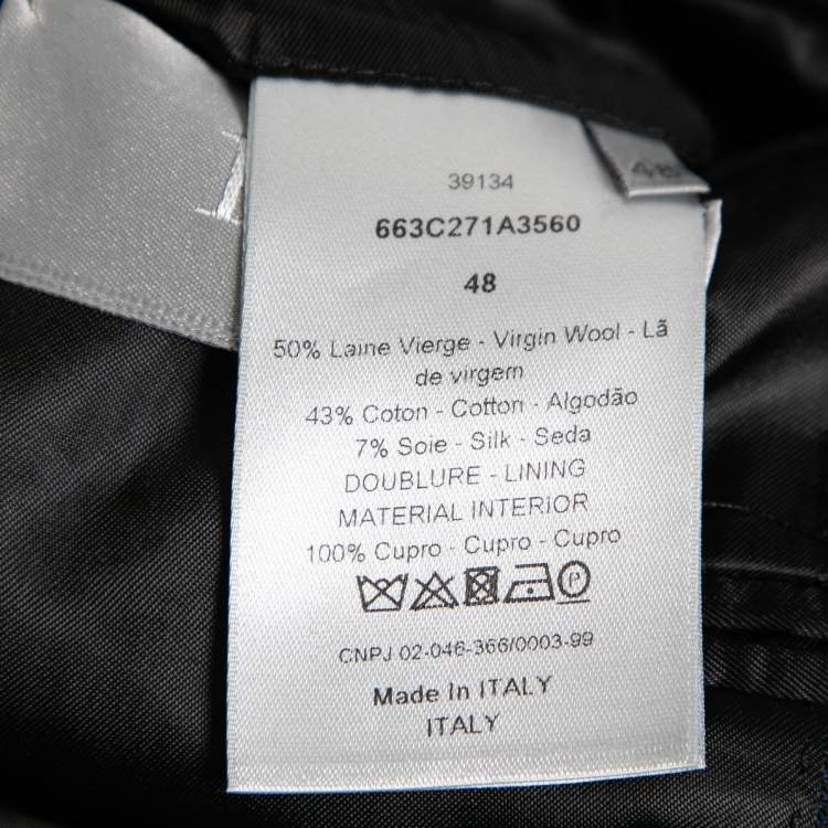 Pre Owned Dior Navy Blue Wool & Cotton Single Breasted Blazer M