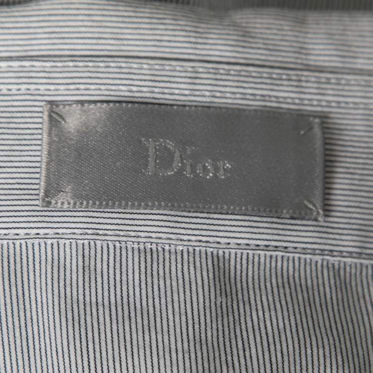 Pre Owned Dior Grey Cotton Contrast Pocket Detail Button Front Shirt S 