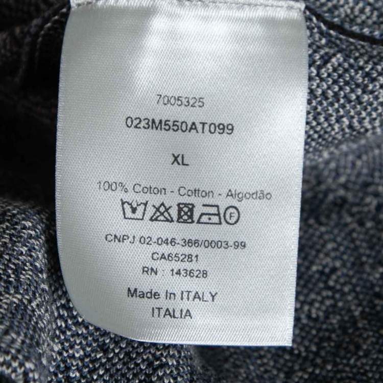 Pre Owned Dior Blue/White Cotton Oblique Long Sleeve Overshirt XL