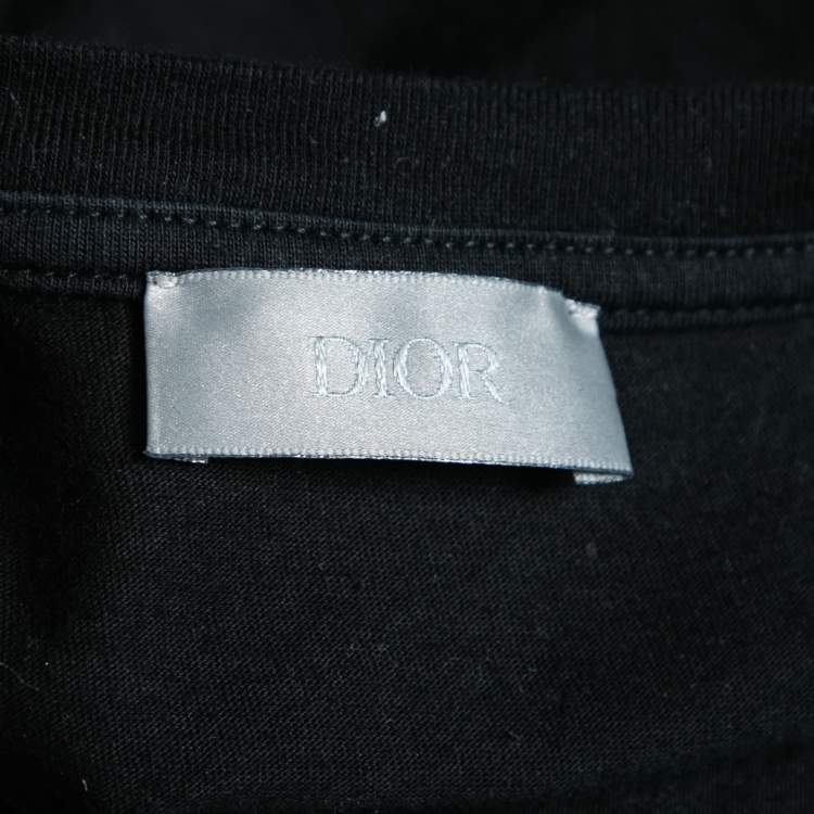 Pre Owned Dior Black Cotton Logo Print Round Neck T-Shirt  XXL