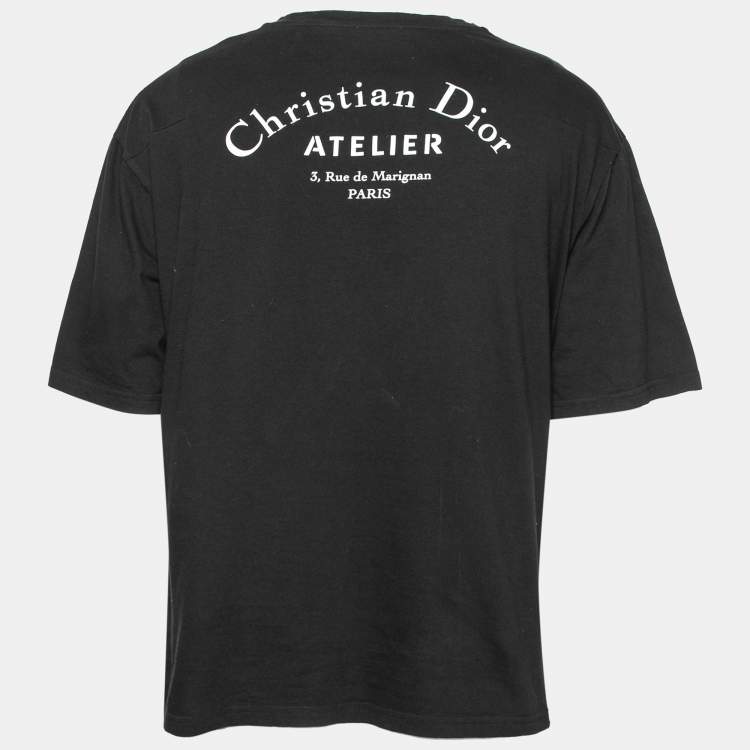 Pre Owned Dior Black Cotton Logo Print Round Neck T-Shirt  XXL