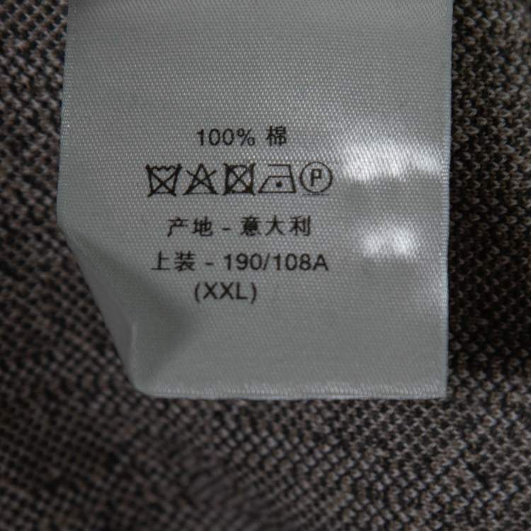Pre Owned Dior Brown & Grey Oblique Logo Jacquard Knit Button Front Shirt XXL