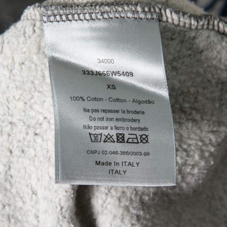 Pre Owned Dior Grey Embroidered Cotton Round Neck Sweatshirt XS