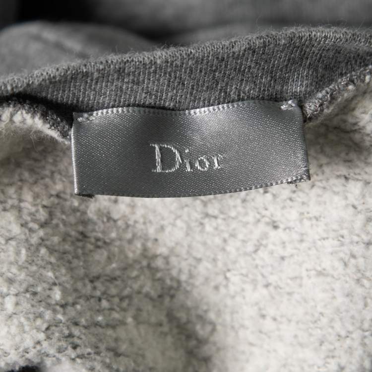 Pre Owned Dior Grey Embroidered Cotton Round Neck Sweatshirt XS