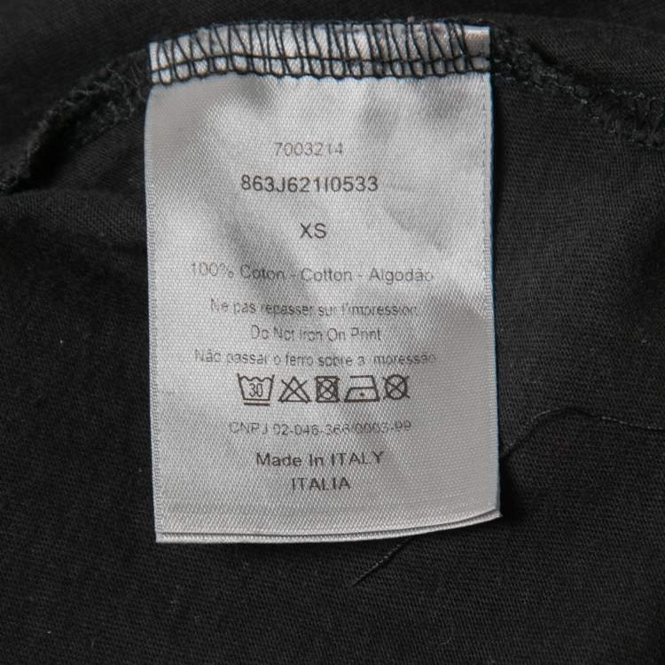 Pre Owned Dior Black Cotton Logo Print Short Sleeve T-Shirt XS