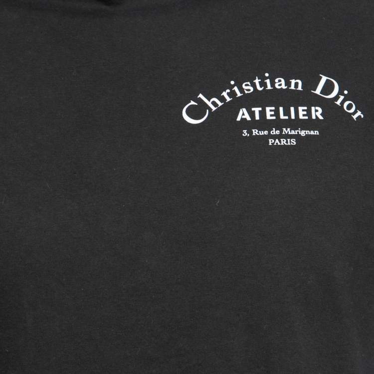 Pre Owned Dior Black Cotton Logo Print Short Sleeve T-Shirt XS