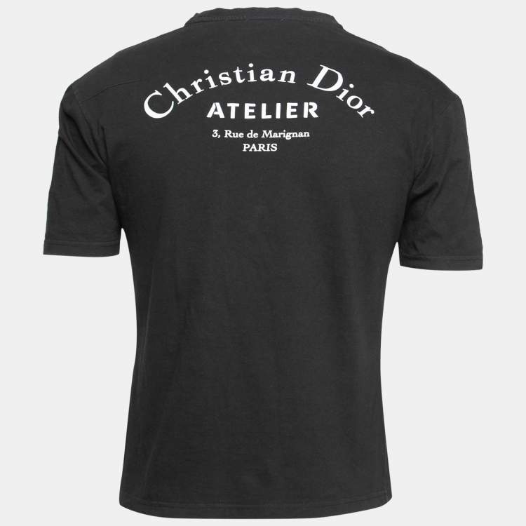 Pre Owned Dior Black Cotton Logo Print Short Sleeve T-Shirt XS