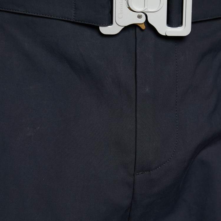 مملوكة مسبقًا Dior Homme Hale Navy Cotton Faille Belt Detail Pleated Pants XL