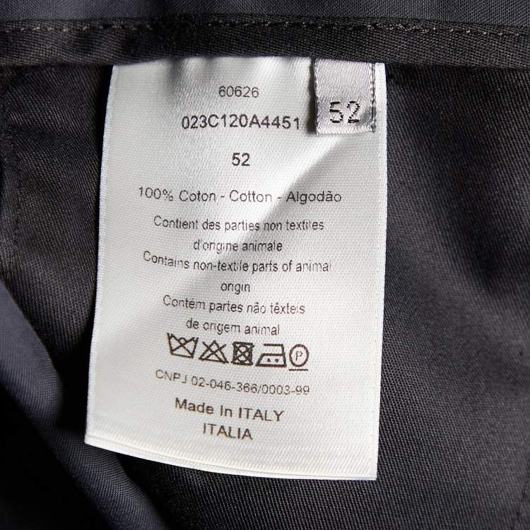 مملوكة مسبقًا Dior Homme Hale Navy Cotton Faille Belt Detail Pleated Pants XL