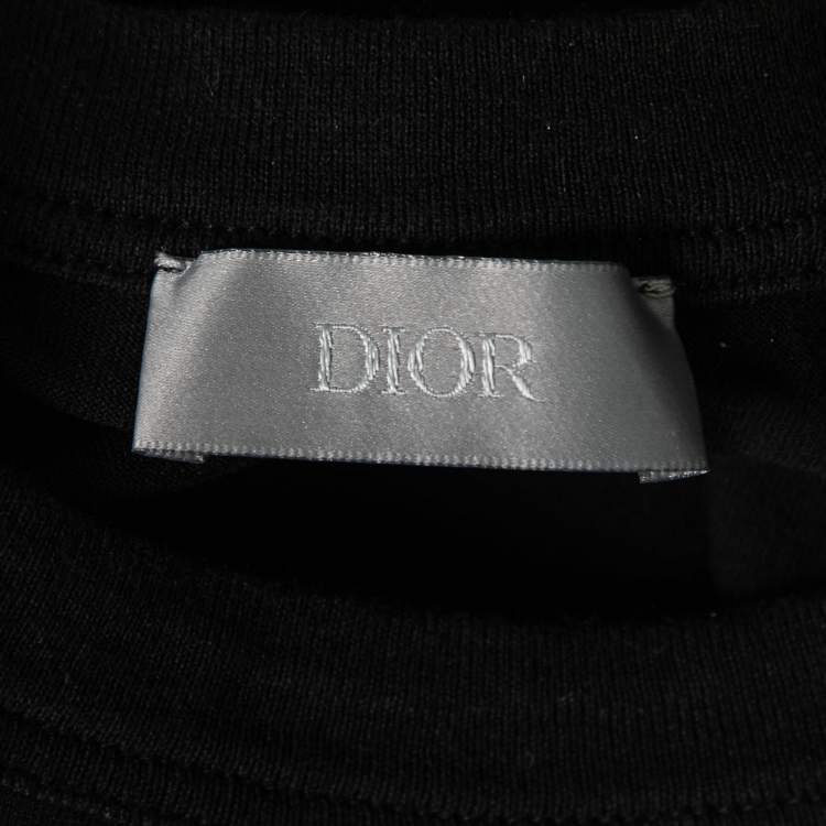 Pre Owned Dior Black Logo Printed Cotton Short Sleeve T-Shirt M