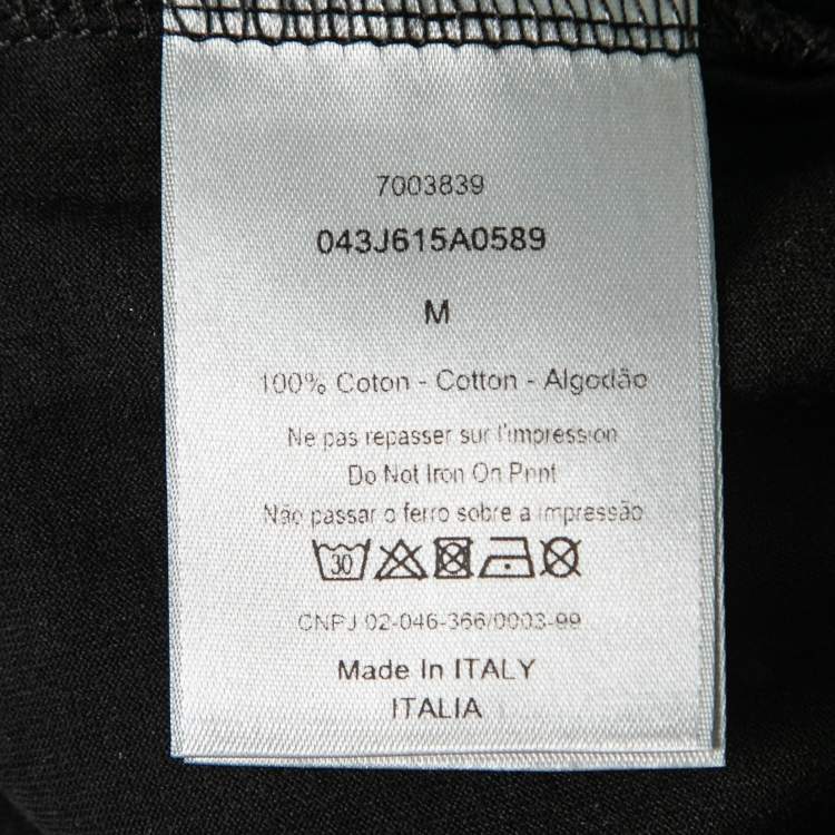 Pre Owned Dior Black Logo Printed Cotton Short Sleeve T-Shirt M