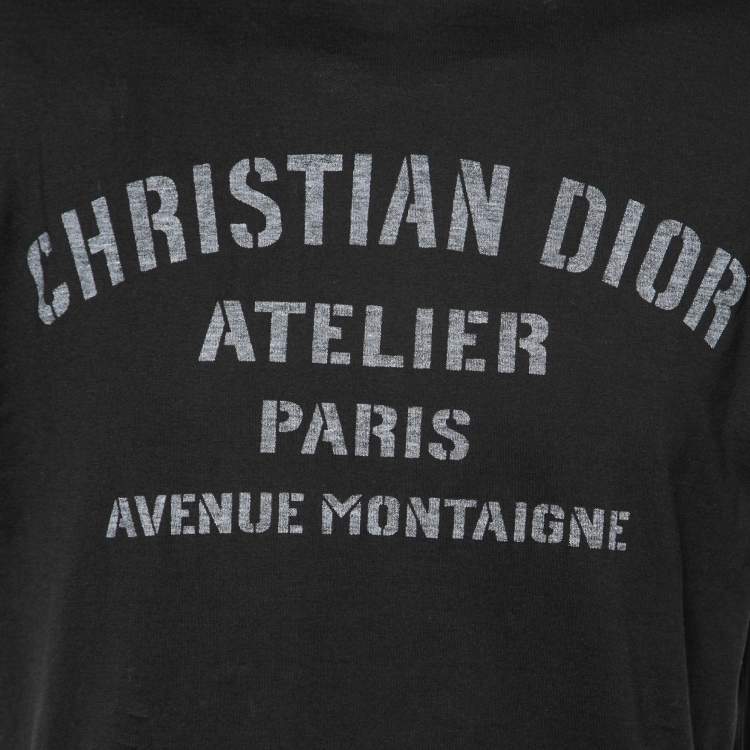 Pre Owned Dior Black Logo Printed Cotton Short Sleeve T-Shirt M