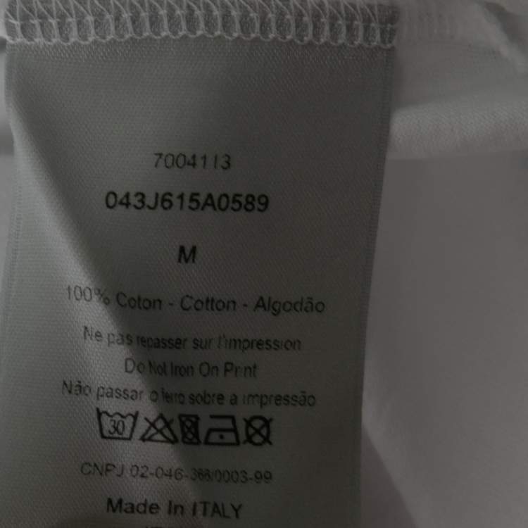 Pre Owned Dior White Cotton Logo Print Crewneck T-Shirt M 