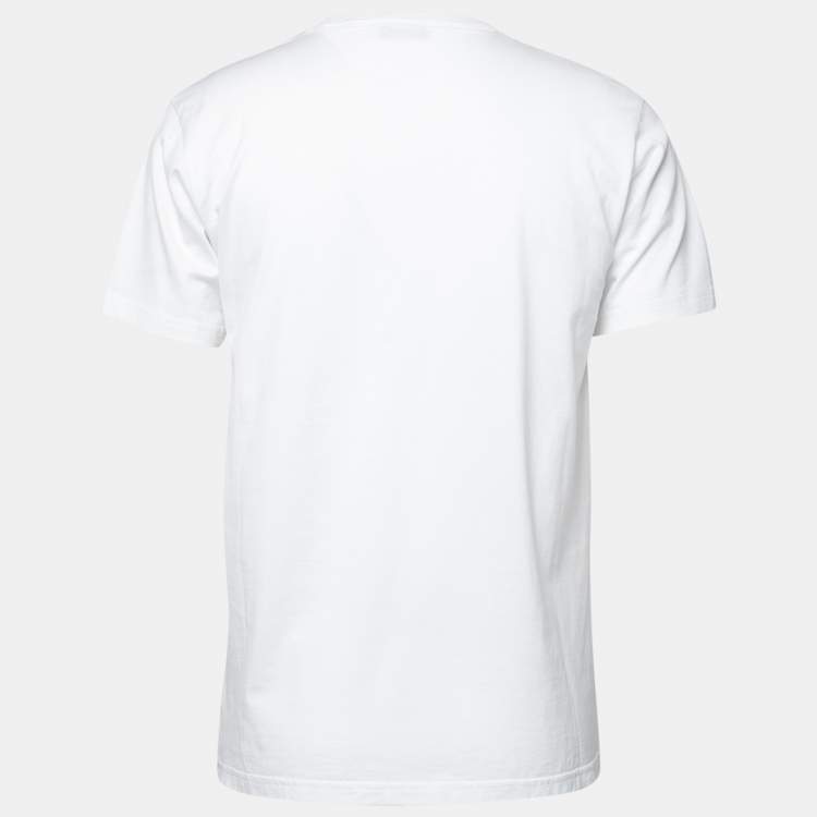 Pre Owned Dior White Cotton Logo Print Crewneck T-Shirt M 