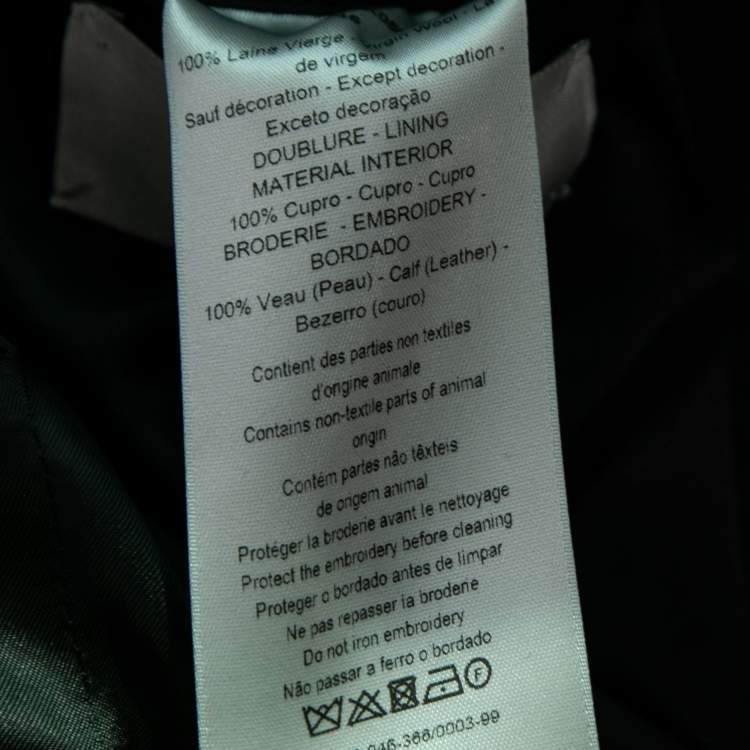 Pre Owned Dior Black Wool & Leather Embellished Single Breasted Blazer S
