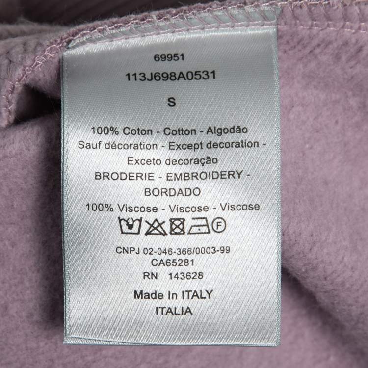 Pre Owned Dior Pink Violet CD Icon-Embroidered Cotton Fleece Hoodie S