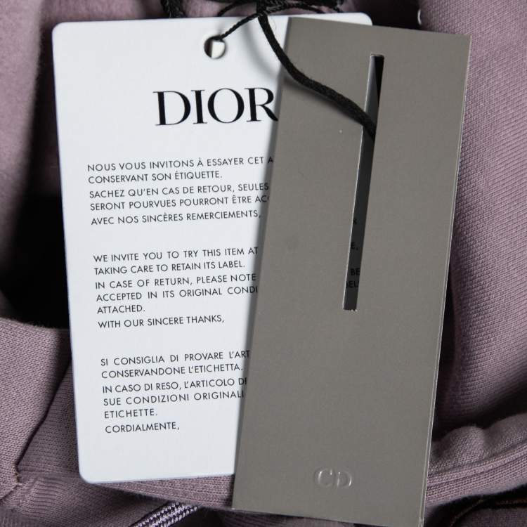 Pre Owned Dior Pink Violet CD Icon-Embroidered Cotton Fleece Hoodie S