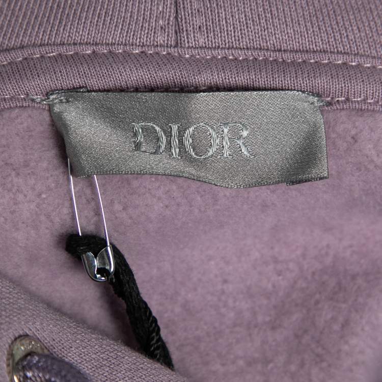 Pre Owned Dior Pink Violet CD Icon-Embroidered Cotton Fleece Hoodie S