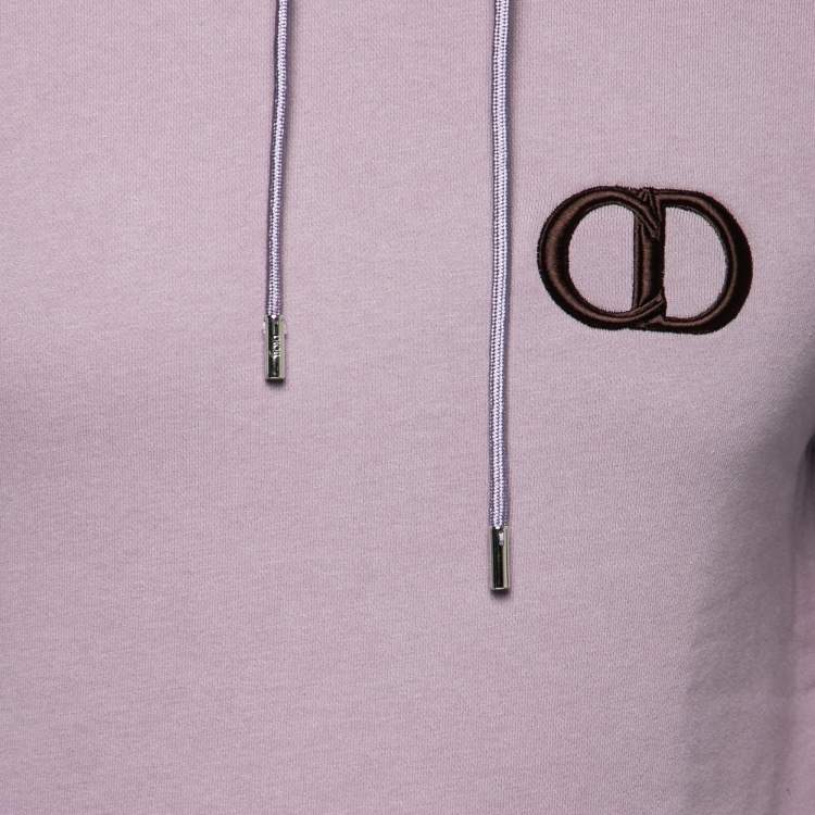 Pre Owned Dior Pink Violet CD Icon-Embroidered Cotton Fleece Hoodie S