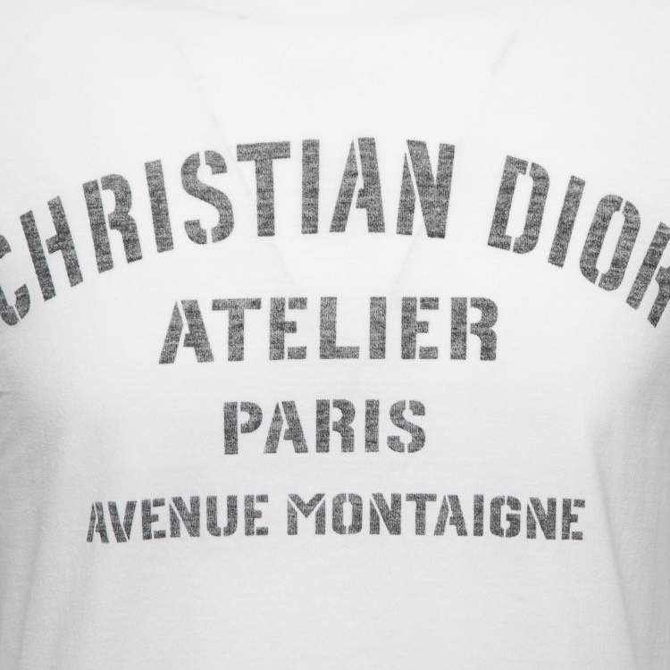 Pre Owned Dior White Logo Printed Cotton Short Sleeve T-Shirt S