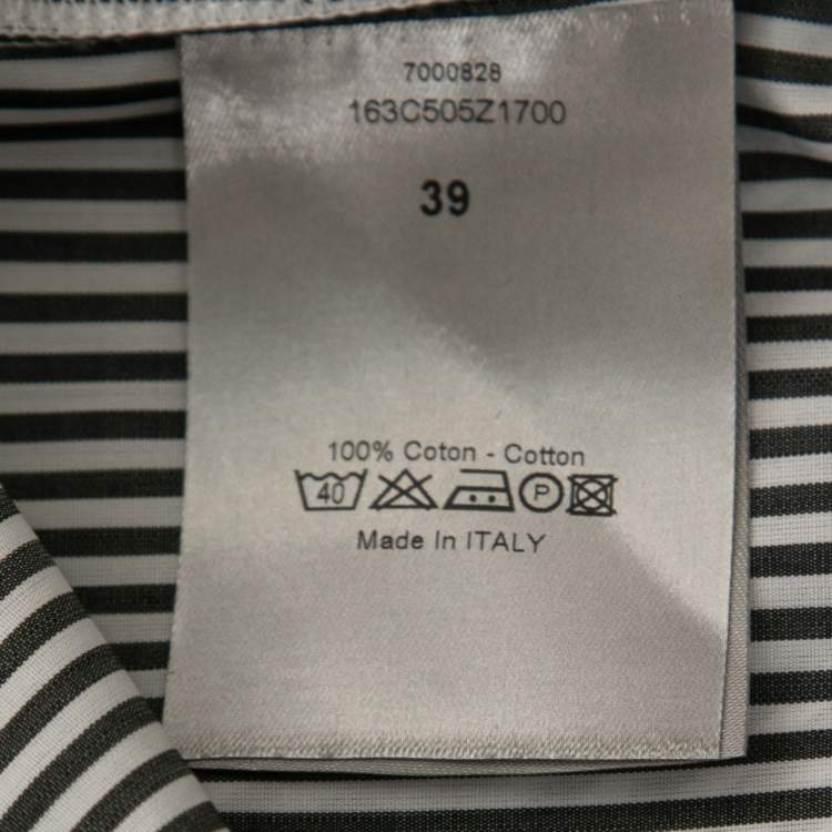 Pre Owned Dior Navy Blue Striped Cotton Open Collar Classic Shirt M 
