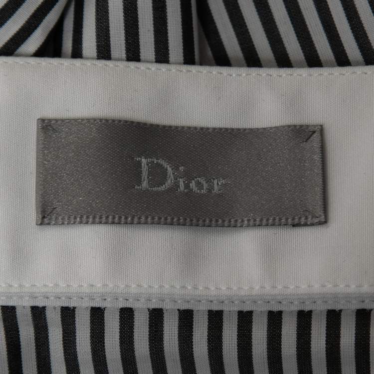 Pre Owned Dior Navy Blue Striped Cotton Open Collar Classic Shirt M 