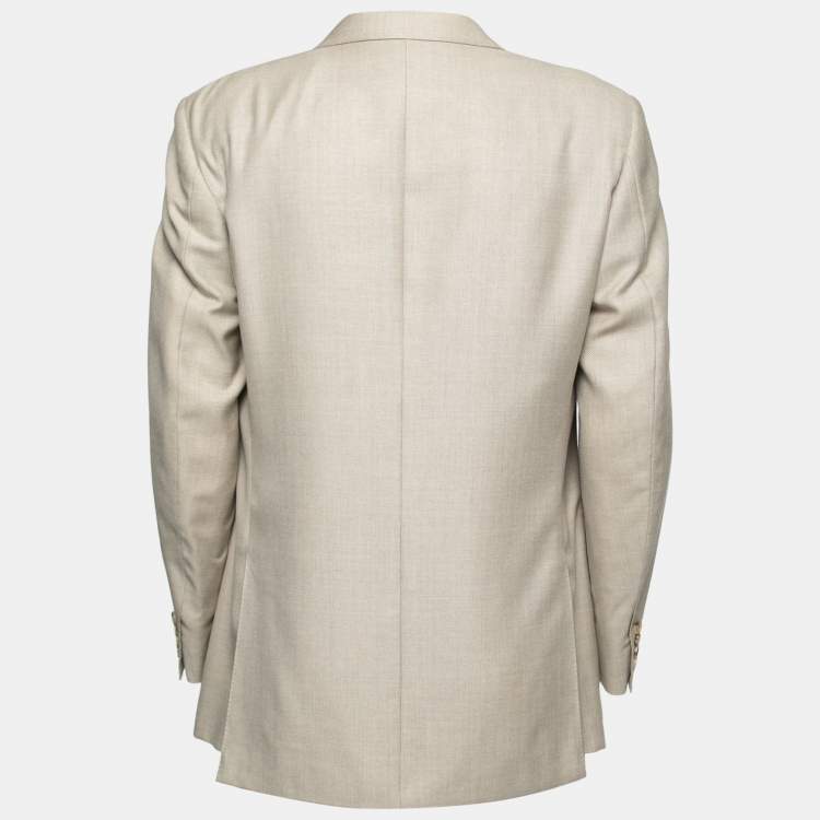 Pre Owned Christian Dior Vintage Cream Wool & Silk Single-Breasted Blazer XL