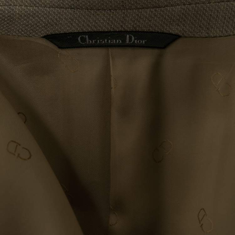 Pre Owned Christian Dior Vintage Cream Wool & Silk Single-Breasted Blazer XL