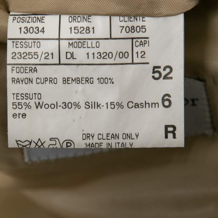 Pre Owned Christian Dior Vintage Cream Wool & Silk Single-Breasted Blazer XL