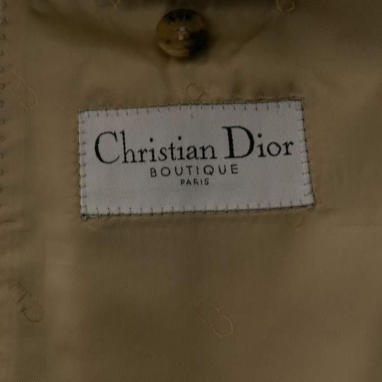 Pre Owned Christian Dior Vintage Cream Wool & Silk Single-Breasted Blazer XL