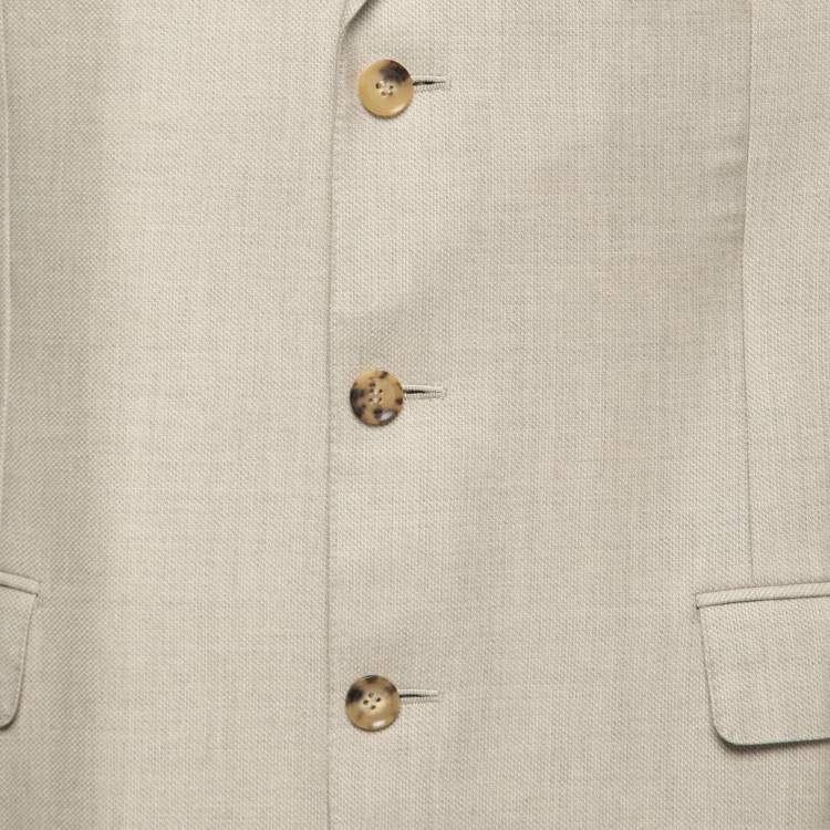 Pre Owned Christian Dior Vintage Cream Wool & Silk Single-Breasted Blazer XL