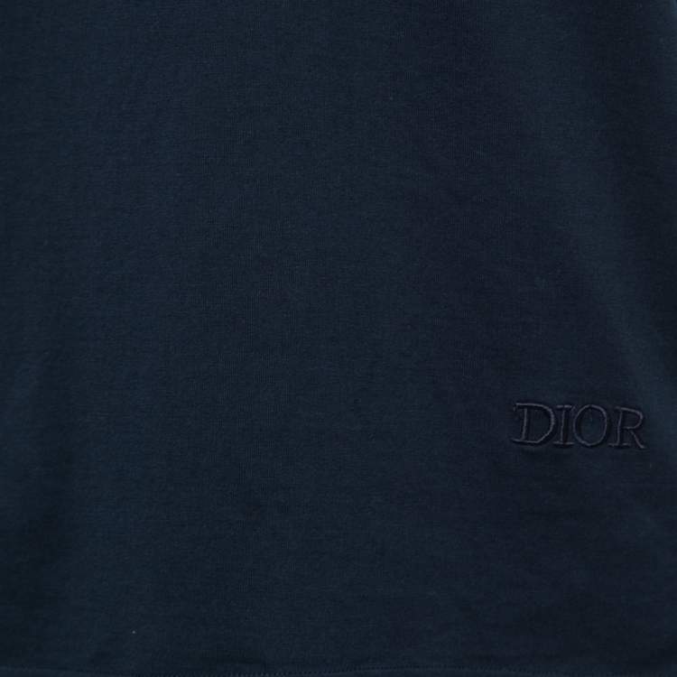 مملوكة مسبقًا Dior Navy Blue Cotton Crewneck T-Shirt M
