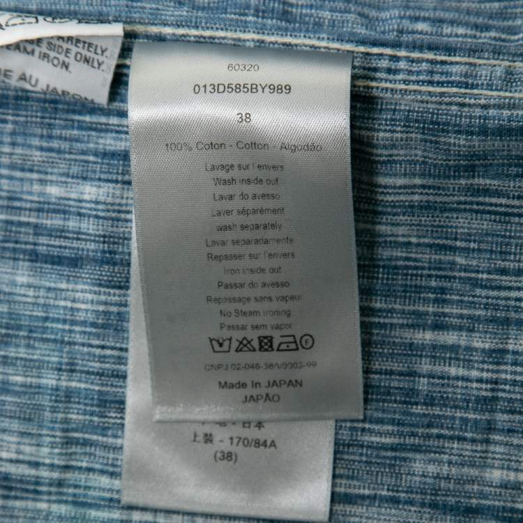 مملوكة مسبقًا Dior Homme Blue Oblique Denim Pocketed Shirt S